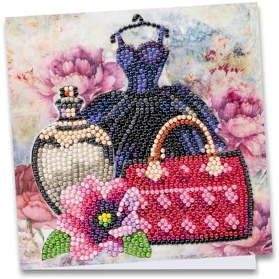 Ideen mit Herz Diamond Painting Carte de vœux, 16 x 16 cm, 370 g/m², avec enveloppe et outils, motif de robe, sac à main et flacon, motif de robe avec sac à main et flacon Ideen mit Herz Diamond Painting Carte de vœux, 16 x 16 cm, 370 g/m², avec enveloppe et outils, motif de robe, sac à main et flacon, motif de robe avec sac à main et flacon