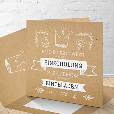KartenKuss.de Lot de 8 cartes d'invitation pour la rentrée des classes avec enveloppes assorties, cartes d'invitation pour la rentrée des classes en lot de 8. Design « Couronne » KartenKuss.de Lot de 8 cartes d'invitation pour la rentrée des classes avec enveloppes assorties, cartes d'invitation pour la rentrée des classes en lot de 8. Design « Couronne »