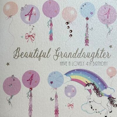 WHITE COTTON CARDS Ga4-gd"Happy Birthday To a very Beautiful Granddaughter" carte de 4e anniversaire faite main WHITE COTTON CARDS Ga4-gd"Happy Birthday To a very Beautiful Granddaughter" carte de 4e anniversaire faite main