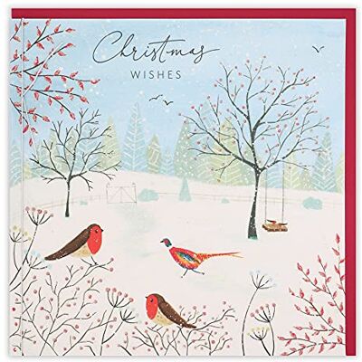 Clintons : Carte de Noël Motif oiseaux dans le jardin d'hiver Clintons : Carte de Noël Motif oiseaux dans le jardin d'hiver