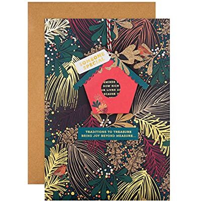 Hallmark Carte de Noël pour quelqu'un de spécial – Design contemporain avec décoration à suspendre Hallmark Carte de Noël pour quelqu'un de spécial – Design contemporain avec décoration à suspendre