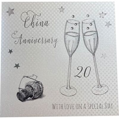 White Cotton Cards Carte 20e Anniversaire de Mariage Faite Main Inscription China Anniversary with Love on Your Special Day White Cotton Cards Carte 20e Anniversaire de Mariage Faite Main Inscription China Anniversary with Love on Your Special Day