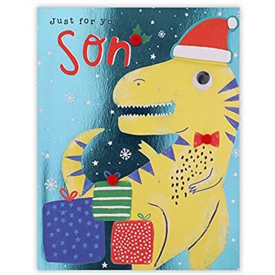 Clintons : Dino In Santa Hat Carte de Noël pour fils Clintons : Dino In Santa Hat Carte de Noël pour fils
