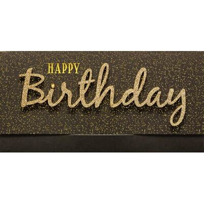 Perleberg Carte d'anniversaire « Happy Birthday » Or noir 11 x 22 cm Perleberg Carte d'anniversaire « Happy Birthday » Or noir 11 x 22 cm