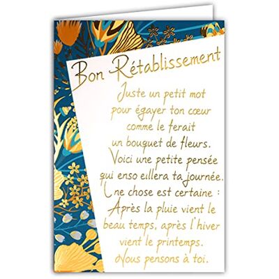 AFIE 69-3059 Carte RÉTABLISSEMENT grand texte mots qui brillent ; Livrée avec enveloppe ; Format Carte fermée 11,5x17cm ; Fabriqué en France ; Bouquet ; Fleurs ; Pensée ; Positive ; Bleu ; AFIE 69-3059 Carte RÉTABLISSEMENT grand texte mots qui brillent ; Livrée avec enveloppe ; Format Carte fermée 11,5x17cm ; Fabriqué en France ; Bouquet ; Fleurs ; Pensée ; Positive ; Bleu ;