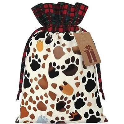 FRESQA Sac cadeau en toile de jute avec cordon de serrage imprimé patte d'animal Sacs cadeaux en tissu de qualité supérieure, parfaits pour toutes les occasions FRESQA Sac cadeau en toile de jute avec cordon de serrage imprimé patte d'animal Sacs cadeaux en tissu de qualité supérieure, parfaits pour toutes les occasions