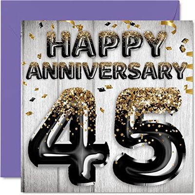 Stuff4 Superbe carte d'anniversaire saphir pour mari, petit ami, épouse, petite amie – Ballon noir et doré à paillettes – Cartes de vœux pour 45e anniversaire de la famille, 145 mm x 145 mm Stuff4 Superbe carte d'anniversaire saphir pour mari, petit ami, épouse, petite amie – Ballon noir et doré à paillettes – Cartes de vœux pour 45e anniversaire de la famille, 145 mm x 145 mm
