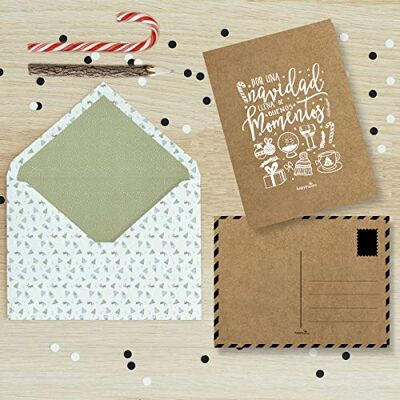 HappyMots Lot de 5 cartes de Noël en carton kraft recyclable de 300 g Cartes cadeaux à écrire 13 x 18 cm Idéales pour cartes de remerciement Comprend 5 enveloppes Cartes de vœux HappyMots Lot de 5 cartes de Noël en carton kraft recyclable de 300 g Cartes cadeaux à écrire 13 x 18 cm Idéales pour cartes de remerciement Comprend 5 enveloppes Cartes de vœux