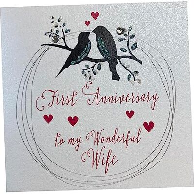 White Cotton Cards Carte de vœux pour Premier Anniversaire de Mariage Inscription to My Wonderful Wife Card Blanc White Cotton Cards Carte de vœux pour Premier Anniversaire de Mariage Inscription to My Wonderful Wife Card Blanc