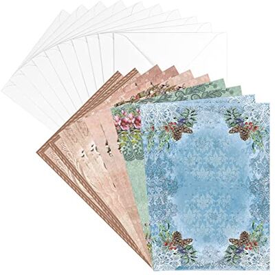 Ideen mit Herz Lot de 10 cartes de vœux avec enveloppes Vierges Multicolore Neutres Idéal pour les cartes de Noël DIN B6 (dentelle festive) Ideen mit Herz Lot de 10 cartes de vœux avec enveloppes Vierges Multicolore Neutres Idéal pour les cartes de Noël DIN B6 (dentelle festive)