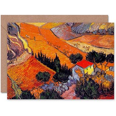 Wee Blue Coo Carte de vœux vierge Vincent Van Gogh Paysage avec maison PLOUGHMAN 1889 Wee Blue Coo Carte de vœux vierge Vincent Van Gogh Paysage avec maison PLOUGHMAN 1889