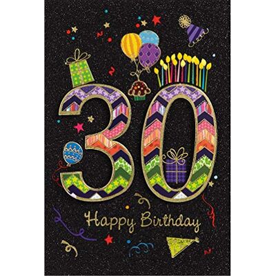 bsb Carte d'anniversaire 30 ans pour femme et homme – Carte d'anniversaire en 11,5 x 17,0 cm – Carte de vœux d'anniversaire avec motif de fête – Carte 30e anniversaire avec enveloppe – Cartes bsb Carte d'anniversaire 30 ans pour femme et homme – Carte d'anniversaire en 11,5 x 17,0 cm – Carte de vœux d'anniversaire avec motif de fête – Carte 30e anniversaire avec enveloppe – Cartes