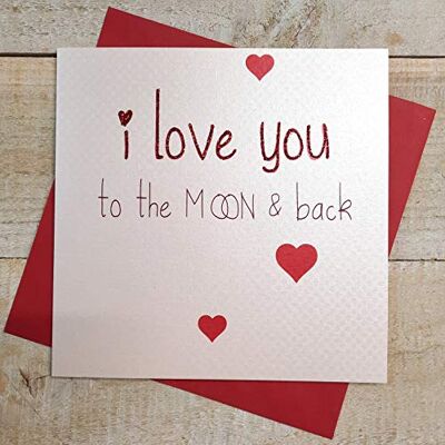 White Cotton Cards Cartes « I Love You to The Moon and Back Fait Main en Coton Blanc Carte De Saint-Valentin White Cotton Cards Cartes « I Love You to The Moon and Back Fait Main en Coton Blanc Carte De Saint-Valentin