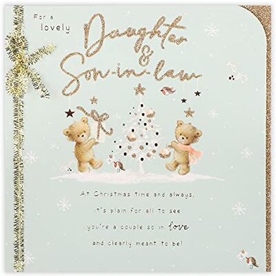 Clintons : Carte de Noël pour belle-fille et belle-fils avec oursons autour du sapin Clintons : Carte de Noël pour belle-fille et belle-fils avec oursons autour du sapin