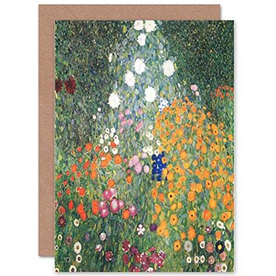 Wee Blue Coo Gustav Klimt CP1109 Carte de vœux vierge Motif jardin de fleurs 1907 Wee Blue Coo Gustav Klimt CP1109 Carte de vœux vierge Motif jardin de fleurs 1907