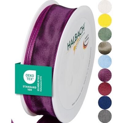 Halbach Seidenbänder Ruban cadeau de qualité supérieure avec bord métallique Largeur : 25 mm Longueur : 25 m Certifié Öko-Tex 100 Ruban en taffetas fabriqué en Allemagne Couleur : violet Halbach Seidenbänder Ruban cadeau de qualité supérieure avec bord métallique Largeur : 25 mm Longueur : 25 m Certifié Öko-Tex 100 Ruban en taffetas fabriqué en Allemagne Couleur : violet