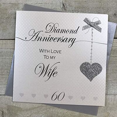 White Cotton Cards LLA60W Carte d'anniversaire de mariage en diamant pour femme Motif Love Lines White Cotton Cards LLA60W Carte d'anniversaire de mariage en diamant pour femme Motif Love Lines