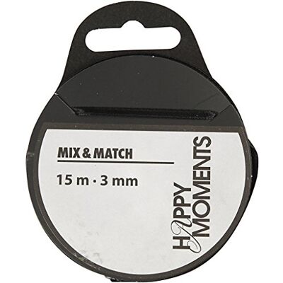 Happy Moments Ruban de satin, l: 3 mm, noir, 15m Happy Moments Ruban de satin, l: 3 mm, noir, 15m