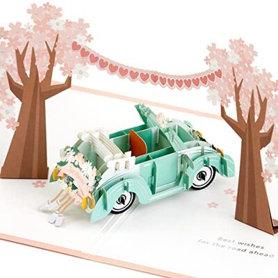 Hallmark Signature Paper Wonder Carte de mariage pop-up Motif voiture classique Just Married Hallmark Signature Paper Wonder Carte de mariage pop-up Motif voiture classique Just Married