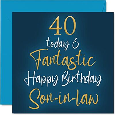 Stuff4 Fantastiques cartes d'anniversaire 40 ans pour beau-fils – 40 aujourd'hui et – Carte de belle-famille, cadeaux pour fils, 145 mm x cadeau de vœux Stuff4 Fantastiques cartes d'anniversaire 40 ans pour beau-fils – 40 aujourd'hui et – Carte de belle-famille, cadeaux pour fils, 145 mm x cadeau de vœux
