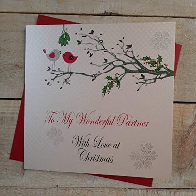 White Cotton Cards Carte de Noël faite main To My Wonderful Partner with Love (code x14-89) White Cotton Cards Carte de Noël faite main To My Wonderful Partner with Love (code x14-89)
