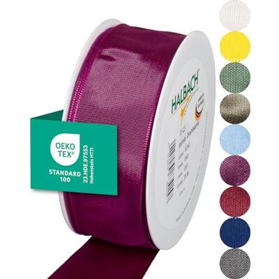 Halbach Seidenbänder Ruban cadeau de qualité supérieure avec bord métallique Largeur : 40 mm Longueur : 25 m Certifié Öko-Tex 100 Ruban en taffetas fabriqué en Allemagne Couleur : framboise Halbach Seidenbänder Ruban cadeau de qualité supérieure avec bord métallique Largeur : 40 mm Longueur : 25 m Certifié Öko-Tex 100 Ruban en taffetas fabriqué en Allemagne Couleur : framboise