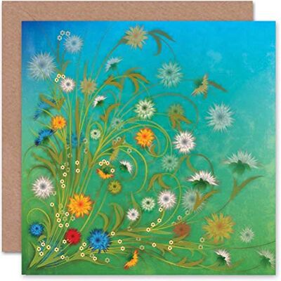 Wee Blue Coo Carte d'anniversaire vierge avec fleurs bleues Wee Blue Coo Carte d'anniversaire vierge avec fleurs bleues