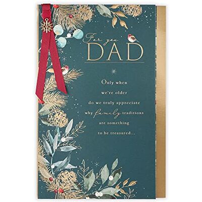 Clintons : Carte de Noël avec inscription « Dad Robin and Foliage » Clintons : Carte de Noël avec inscription « Dad Robin and Foliage »