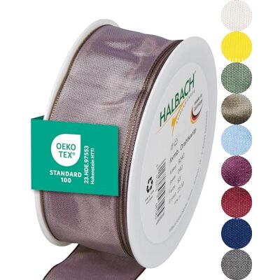 Halbach Seidenbänder Ruban cadeau de qualité supérieure avec bord métallique Largeur : 40 mm Longueur : 25 m Certifié Öko-Tex 100 Ruban en taffetas fabriqué en Allemagne Couleur : marron Halbach Seidenbänder Ruban cadeau de qualité supérieure avec bord métallique Largeur : 40 mm Longueur : 25 m Certifié Öko-Tex 100 Ruban en taffetas fabriqué en Allemagne Couleur : marron