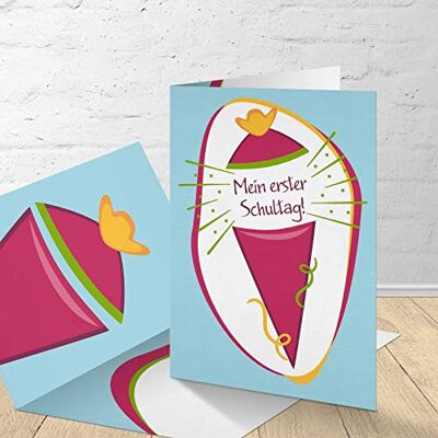 KartenKuss.de Lot de 8 cartes d'invitation pour la rentrée des classes avec enveloppes assorties, cartes d'invitation pour la rentrée des classes Design « sac d'école » KartenKuss.de Lot de 8 cartes d'invitation pour la rentrée des classes avec enveloppes assorties, cartes d'invitation pour la rentrée des classes Design « sac d'école »