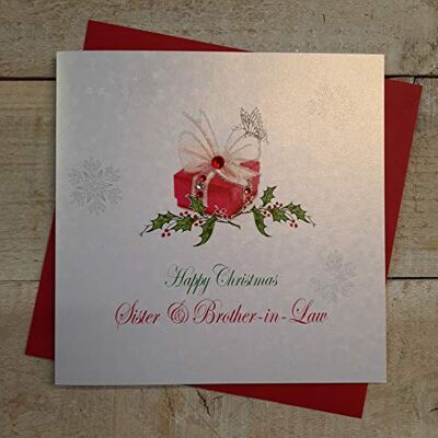 White Cotton Cards X117 Happy Christmas Sister and Brother-in-Law Carte de Noël Faite à la Main Motif Cadeau avec Inscription Blanche White Cotton Cards X117 Happy Christmas Sister and Brother-in-Law Carte de Noël Faite à la Main Motif Cadeau avec Inscription Blanche