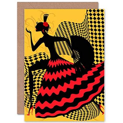 Wee Blue Coo Carte d'anniversaire vierge avec motif danseuse flamenco espagnole Wee Blue Coo Carte d'anniversaire vierge avec motif danseuse flamenco espagnole