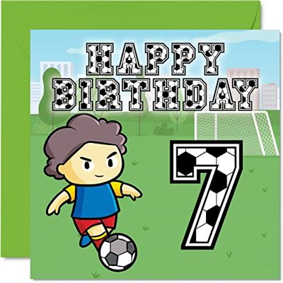 Stuff4 Carte d'anniversaire 7 ans pour garçon – Fan de football – Carte d'anniversaire pour garçon de 7 ans, cartes de vœux pour lui, 145 mm pour fils, frère, petit-fils, neveu, cousin Stuff4 Carte d'anniversaire 7 ans pour garçon – Fan de football – Carte d'anniversaire pour garçon de 7 ans, cartes de vœux pour lui, 145 mm pour fils, frère, petit-fils, neveu, cousin