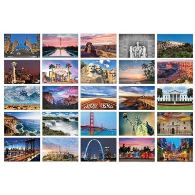 Better Office Products Lot de 50 cartes postales brillantes de voyage, de monuments célèbres et de sites historiques américains, 25 photos étonnantes de monuments nationaux, 10 x 15 cm Better Office Products Lot de 50 cartes postales brillantes de voyage, de monuments célèbres et de sites historiques américains, 25 photos étonnantes de monuments nationaux, 10 x 15 cm