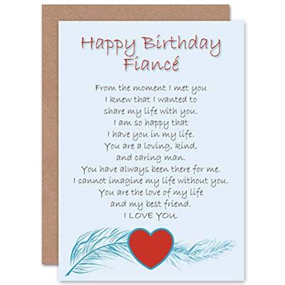 Wee Blue Coo Carte de vœux d'anniversaire avec poème d'amour Wee Blue Coo Carte de vœux d'anniversaire avec poème d'amour