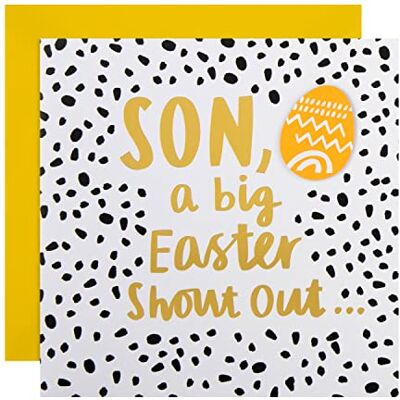 Hallmark Carte de Pâques pour fils Motif Big Shout Out Noir, orange, doré ECM25565968 Hallmark Carte de Pâques pour fils Motif Big Shout Out Noir, orange, doré ECM25565968