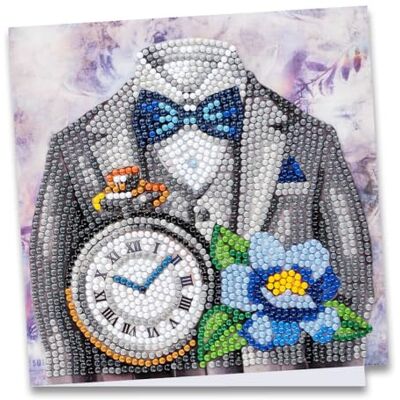 Ideen mit Herz Diamond Painting Carte de vœux, 16 x 16 cm, 370 g/m², avec enveloppe et outils, motif homme avec horloge Ideen mit Herz Diamond Painting Carte de vœux, 16 x 16 cm, 370 g/m², avec enveloppe et outils, motif homme avec horloge