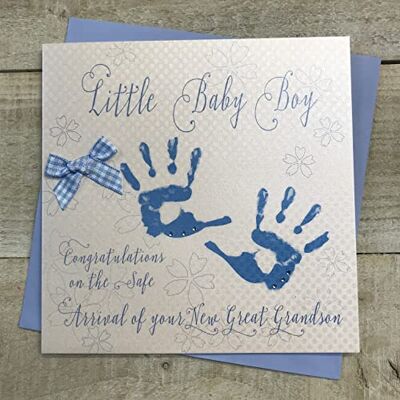 White Cotton Cards WS4 Carte de vœux faite à la main Inscription Little Baby Boy Congratulations on The Safe Arrival of Your New Grandson Bleu White Cotton Cards WS4 Carte de vœux faite à la main Inscription Little Baby Boy Congratulations on The Safe Arrival of Your New Grandson Bleu