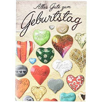 Perleberg Carte d'anniversaire Basic Classic Coeurs multicolores 11,6 x 16,6 cm Perleberg Carte d'anniversaire Basic Classic Coeurs multicolores 11,6 x 16,6 cm