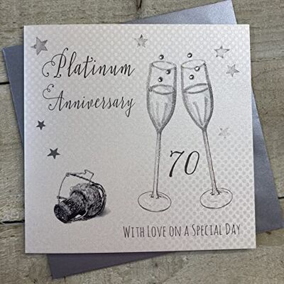 White Cotton Cards Platine Anniversaire de Mariage «with Love on Your Special Day Carte pour 70ème Anniversaire Faite à la Main White Cotton Cards Platine Anniversaire de Mariage «with Love on Your Special Day Carte pour 70ème Anniversaire Faite à la Main