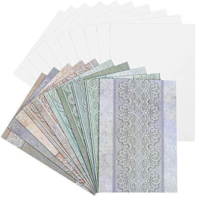 Ideen mit Herz Lot de 10 cartes de vœux avec enveloppes Blanches Multicolore Neutre Idéales pour les vœux d'anniversaire, de mariage, etc. DIN B6 (dentelle) Ideen mit Herz Lot de 10 cartes de vœux avec enveloppes Blanches Multicolore Neutre Idéales pour les vœux d'anniversaire, de mariage, etc. DIN B6 (dentelle)