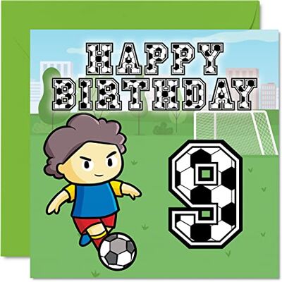 Stuff4 Carte d'anniversaire 9 ans pour garçon – Fan de football – Carte d'anniversaire pour garçon de 9 ans, cartes de vœux pour lui, 145 mm pour fils, frère, petit-fils, neveu, cousin Stuff4 Carte d'anniversaire 9 ans pour garçon – Fan de football – Carte d'anniversaire pour garçon de 9 ans, cartes de vœux pour lui, 145 mm pour fils, frère, petit-fils, neveu, cousin