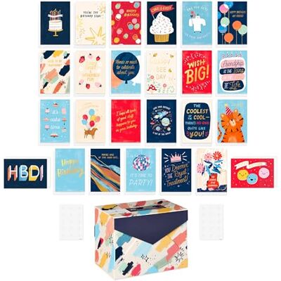 American Greetings Assortiment de 25 cartes d'anniversaire avec enveloppes, sceaux et boîte de rangement American Greetings Assortiment de 25 cartes d'anniversaire avec enveloppes, sceaux et boîte de rangement