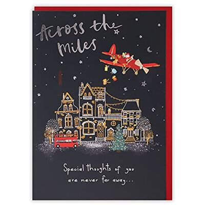 Clintons : Carte de Noël Père Noël dans un avion à travers les miles Clintons : Carte de Noël Père Noël dans un avion à travers les miles