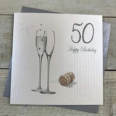 White Cotton Cards - 50 Joyeux Anniversaire - Card White Cotton Cards - 50 Joyeux Anniversaire - Card