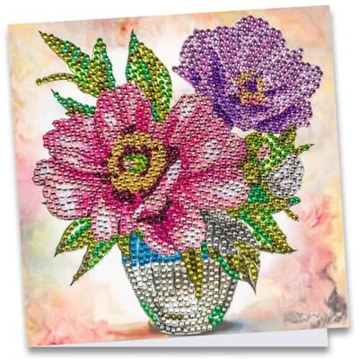 Ideen mit Herz Carte de vœux Diamond Painting Édition strass 16 x 16 cm 370 g/m² Avec pierres, enveloppe et outils (anémones dans un vase) Ideen mit Herz Carte de vœux Diamond Painting Édition strass 16 x 16 cm 370 g/m² Avec pierres, enveloppe et outils (anémones dans un vase)