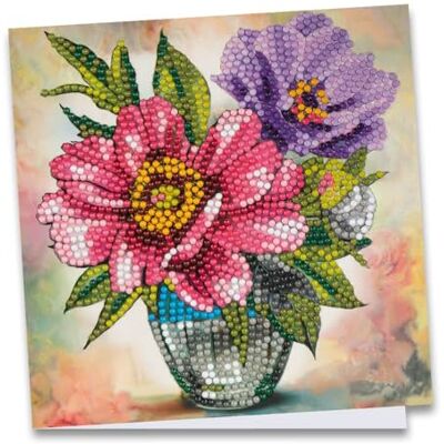 Ideen mit Herz Carte de vœux à peinture diamant 16 x 16 cm 370 g/m² Avec enveloppe et outils (anémones dans vase) Ideen mit Herz Carte de vœux à peinture diamant 16 x 16 cm 370 g/m² Avec enveloppe et outils (anémones dans vase)