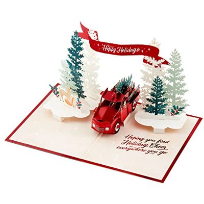 Hallmark Paper Wonder 25575517 Carte de Noël pop-up Motif camion rouge Multicolore Hallmark Paper Wonder 25575517 Carte de Noël pop-up Motif camion rouge Multicolore