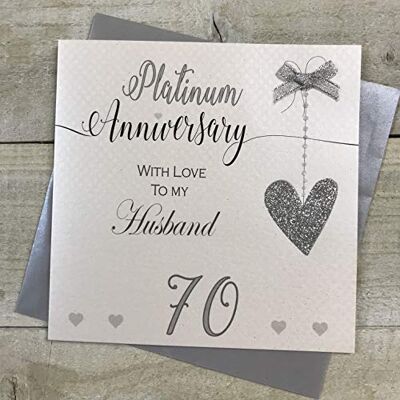 White Cotton Cards LLA70H Carte d'anniversaire de mariage en platine faite à la main Motif lignes d'amour White Cotton Cards LLA70H Carte d'anniversaire de mariage en platine faite à la main Motif lignes d'amour