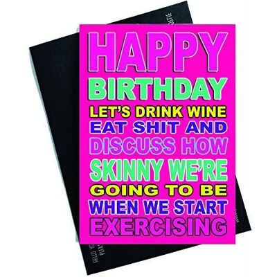 Peachy Antics PC575 Carte d'anniversaire humoristique pour ami, boisson, vin, manger et shit Peachy Antics PC575 Carte d'anniversaire humoristique pour ami, boisson, vin, manger et shit